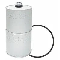 In-line hydraulic fluid filter with cellulose media, 5 1/2 in outside diameter, and two attached grommets. Designed for use in Hitachi vehicles to remove contaminants from hydraulic fluid, protecting system components