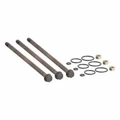 Stud assembly kit for Parker stack valves with 4 work sections. Includes seals and hardware to secure the stud assembly and prevent hydraulic fluid leaks. Used in hydraulic valve stacks for industrial machinery, mobile equipment, and automation systems.