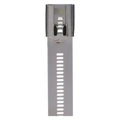 316 stainless steel cable tie for bundling and securing cables, hoses, and wires. Features a stainless steel barb locking mechanism. Nominal length 12 in, width 0.47 in, maximum bundle diameter 3 in. Silver color, 100 pieces per pack.