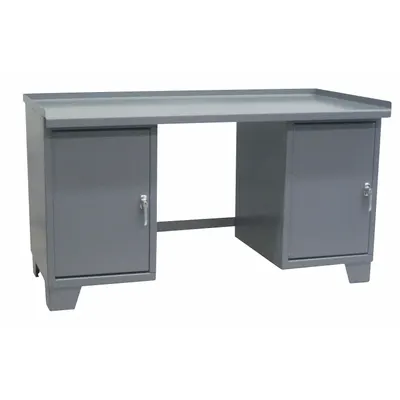 JAMCO Workbench: Fixed Ht, Steel, 72 in x 30 in, 2,000 lb Overall Load Capacity - Dual-Pedestal Workbenches
