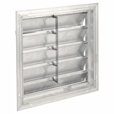 Dayton 27"H-W 6.5"L Extrd Alu Backdraft Dampr: For 24 in Fan, Single Panel, 27 in H - Wall-Mount Backdraft Dampers