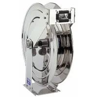 Spring Return Hose Reel: 50 ft (3/4 in I.D.), 300 psi Max Op Pressure, Stainless Steel, Silver (MPN TSHL-N-550-SS)