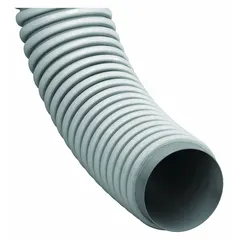 This high-strength fiber-reinforced PVC duct hose features a wire helix for flexibility and crush resistance. With a 2-1/2 in inside diameter, 50 ft length, 20 psi maximum pressure, and 2.2 in bend radius, it operates from -20° to 150°F. Suitable for conveying dust, debris, and light particulate in industrial ventilation systems.