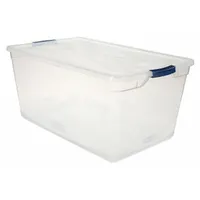 RUBBERMAID Storage Tote: 23.8 gal, 29 in x 17 3/4 in x 13 1/4 in, Clear Body, Clear Lid, Clear (MPN RMCC950001)