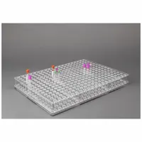 Tube Rack: 15 in Overall Wd, 2 1/2 in Overall Ht, 20 3/4 in Overall Lg, PETG, Clear, (300) Tubes (MPN BLDTUBE300)