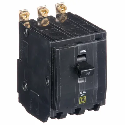 SQUARE D Miniature Circuit Breaker: 40 A, 120/240V AC, Three Phase, 10kA at 120/240V AC - QOB Series, Bolt-On Square D Miniature Circuit Breakers