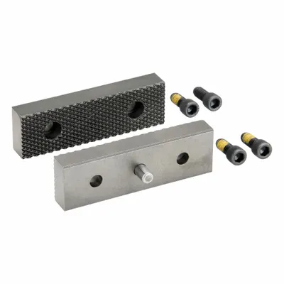 WILTON Replacement Jaw Inserts: Steel, For 4 in Vise Jaw Wd, (4) Screws, Works with 1Z804 - Screw-In Vise Jaw Caps
