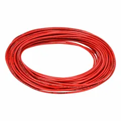 Metric polyurethane tubing with 2.5 mm inner diameter and 4 mm outer diameter, supplied in a 100 ft length. Red color, Shore A 90 to 95 hardness, rated for 190 psi at 180°F. Suitable for pneumatic control lines, fluid transfer, and instrumentation in industrial automation and packaging systems.
