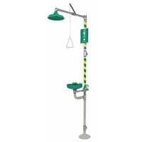HAWS Shower with Eyewash: Floor Mnt, Uncovered, Plastic Bowl, Galvanized Steel Pipe, Std Mounting (MPN 8320-8325)