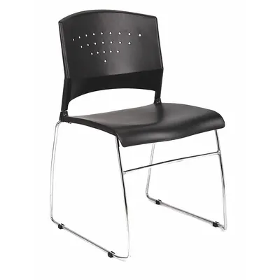 BOSS Frame Chair: Black, Silver, 0 Casters/Glides, Lumbar Support - Guest & Side Chairs