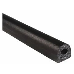 This D-shaped EPDM foam rubber seal from TRIM LOK INC features a self-adhesive backing for easy installation. With an overall length of 25 ft and width of 5/8 in, it is suitable for weatherproofing, vibration dampening, and gap sealing in enclosures, doors, and panels.