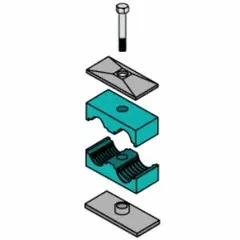 Vibration-dampening beta clamp with a 304 stainless steel clamp and polypropylene cushion. Designed to secure and dampen industrial piping or tubing systems, reducing vibration and noise in fluid handling, pneumatic, and instrumentation applications.