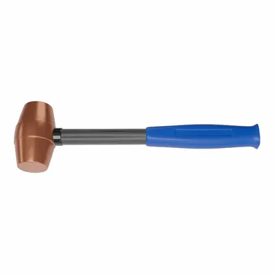 AMERICAN Mallet: Steel Handle, 3 lb Head Wt, 1 3/4 in Dia, 4 in Head Lg - Copper Mallets