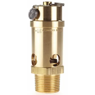 CONRADER Safety Valve: Soft Seat, 1 in (M)NPT Inlet (In.), 100 psi Preset Setting (PSI) - Soft Seat Pneumatic Safety Valves