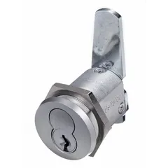 This chrome-plated cam lock secures cabinets, panels, and enclosures. Its interchangeable core allows quick rekeying without removing the lock, suitable for facilities requiring flexible access control. Unlock direction is counterclockwise.