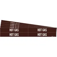 Pipe Marker: Hot Gas, Brown, White, Fits 3/4 to 2 3/8 in Pipe O.D., 4 Pipe Markers, 5 PK (MPN 7373-4-PK)