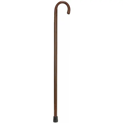 DMI Cane: Cane, Std, Single, Wood, Slip-Resistant Metal-Reinforced Rubber Tip - Single-Tip Canes