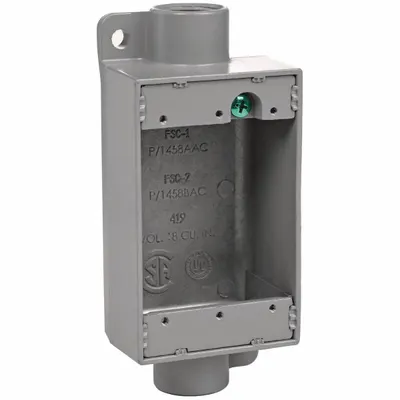 HUBBELL KILLARK Electrical Box: Aluminum, Rectangular, 1 Gangs, 1/2 in Hub Size - Aluminum Weatherproof Electrical Boxes