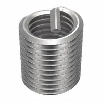 Screw-locking tanged helical insert for repairing or reinforcing threads in metal substrates. Features M16-2.00 coarse thread, plain finish, 18-8 material grade, and right-hand thread direction. Requires 16.5mm drill bit and STI tap size M16-2.00. Tensile strength 200,000 to 250,000 psi. Supplied in 100-pack