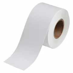 White matte polyester continuous tag roll, 2 1/2 in x 50 ft, for indoor use. Compatible with BradyJet J2000 printer series and requires J20-CMY ribbon. Used for industrial labeling such as asset identification, cable marking, and facility signage.