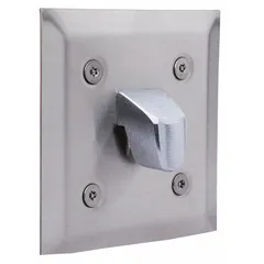 Single stainless steel hook with satin finish for institutional bathrooms, locker rooms, and public restrooms. Features a 5 lb release point to prevent damage from overloading and front access mounting for easy installation.