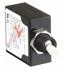 Panel Mount Circuit Breaker: 5 A Amps, 250V AC, 80V DC, Snap-In, 1.77 in Dp, 1/4 in Tab (MPN MM1-B-34-450-1-12B-B-E). Key specifications — Terminal Connection: 1/4 in Tab; AC Voltage Rating: 250V AC; DC Voltage Rating: 80V DC; Mounting Type: Snap-In.