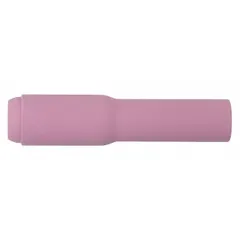 Standard nozzle made of alumina for directing shielding gas and protecting the electrode in TIG welding torches. Model No. 6, long configuration. Sold in a pack of 10.