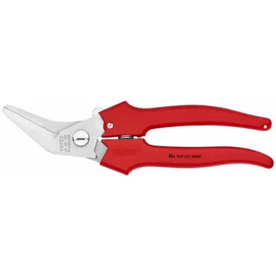 KNIPEX Industrial Shears: Right-Hand, 7 1/4 in Overall Lg, Straight, Stainless Steel - Offset Spring-Assisted Shears