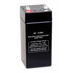 APPROVED VENDOR AGM Sealed Lead Acid Battery, 4V, 4.5 Ah, 47026