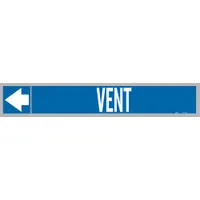 Pipe Marker: Vent, Blue, White, Fits 1 1/2 to 2 in Pipe O.D., 25 Pipe Markers, With Arrows (MPN 109847)