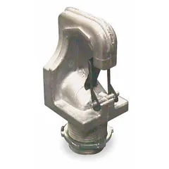 Steel fixture hook male accessory for HID fixtures. Unfinished silver finish. Includes hook. Dimensions: 3 3/4 in height, 4 in width. Used for hanging bay lights and industrial luminaires in commercial and industrial settings.