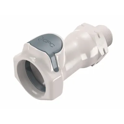 CPC Quick Connection Coupling: Straight, 3/8 in Pipe Size, Quick-Disconnect Coupler x BSPT - Polysulfone Quick-Disconnect Tube Fittings