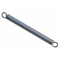 Carbon steel extension spring with machine hooks. Free length 5 1/4 in, wire diameter 0.062 in, outer diameter 0.531 in. Supplied as a 2-pack. Used in industrial equipment requiring tension force, such as conveyor systems, agricultural machinery, and general mechanical assemblies.