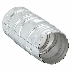 This 90-degree gas vent elbow is constructed with an outer galvanized steel shell and an inner aluminum liner. It features a snap-lock connection for secure assembly in Category I gas vent systems. Commonly used to change direction in vent piping for residential or light commercial heating equipment.