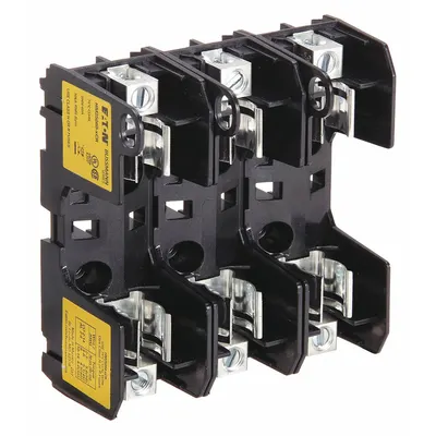 BUSSMANN Fuse Block: Open Block Design, 3 Pole, 250 V AC, Box Lug - Fuse Blocks for UL Class H & K Fuses