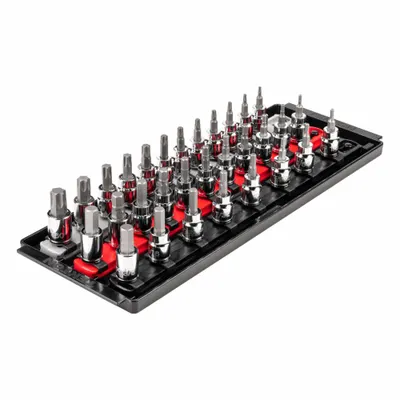TEKTON Socket Set: 26 - 50 Pieces, 3/8 in Drive Size, 31 Pieces, 14 3/4 in Overall Lg - Multi-Tip Shape Bit Socket Sets