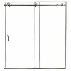 This FOREMOST frameless sliding and panel shower door is designed for tub and shower enclosures. It has an overall height of 62 inches and accommodates a maximum door width of 60 inches. The door features a brushed nickel finish and is suitable for residential bathroom installations.