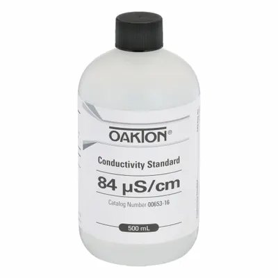 OAKTON Conductivity Calibration Solution: ACS, 500 mL Volume, Liquid, 84 microsiemens - Conductivity Standards