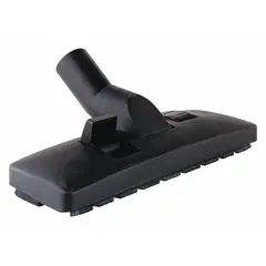 This air-powered vacuum gun nozzle and brush accessory attaches to air guns for cleaning and debris removal. The 10 1/2" length allows access to tight spaces, sweeping away dust, chips, and particles from machinery and workbenches.