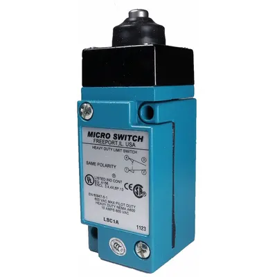Honeywell Plug-In Limit Switch: Plunger Actuator, Momentary, Metallic, Plunger - Top-Mount Plunger Limit Switches