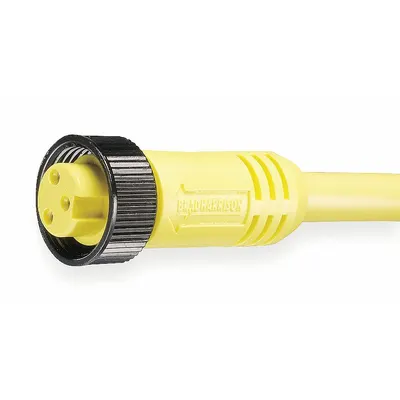BRAD HARRISON Cordset: 7/8"-16 Female Straight x Bare Wire, 3 Pins, Yellow, PVC, 6 ft Cable Lg - Single-Ended Cordsets with PVC Jacket for Flexing Applications