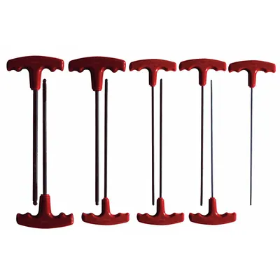 WESTWARD Hex Key Set: 6 - 10 Pieces, T, SAE, Single Ball End, Long, 9 Pieces, Black Oxide - T-Shaped Hex Key Sets
