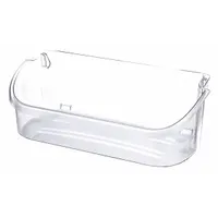 OEM replacement door bin for FRIGIDAIRE refrigerators and freezers. White plastic construction fits original mounting slots. Stores condiments, beverages, and dairy products on the door