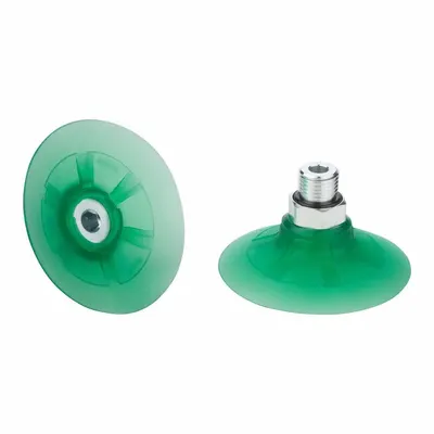 SCHMALZ Vacuum Pad Assembly: G1/4 in, 53.9 mm Pad Dia, Elastodur ED, Green, 23.2 mm Pad Ht - Flat Type Packaging Industry Vacuum Pad Assemblies