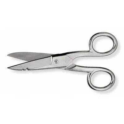 CRESCENT WISS Electricians Scissors: Right-Hand, 5 in Overall Lg, Serrated, Steel, Pointed - All-Metal Scissors