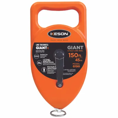 KESON GIANT G150 High-Capacity Chalk Line Reel, 150 ft Line, 24 oz Fill, Orange - High-Capacity Chalk Line Reels