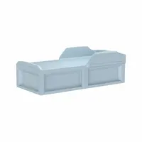 This polyethylene bed frame is designed for institutional settings such as healthcare and behavioral health facilities. Its no-storage construction supports patient safety and hygiene. Overall dimensions: 80 in length, 36 in width, 27 in height. Color: Blue Gray