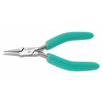 EXCELTA Needle Nose Plier: ESD-Safe, 1/2 in Max Jaw Opening, 4 3/4 in Overall Lg - Round-Nose Pliers
