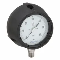 BOURDON Panel-Mount Pressure Gauge: 0 psi to 60 psi, White, 4 1/2 in Dial, 1/2 in NPT Male, Bottom (MPN MPG6-A60.H19)