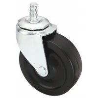 APPROVED VENDOR Stem Caster: Swivel, 4 in Wheel Dia., 1 1/4 in Wheel Wd, Rubber, 1 in Stem Lg
